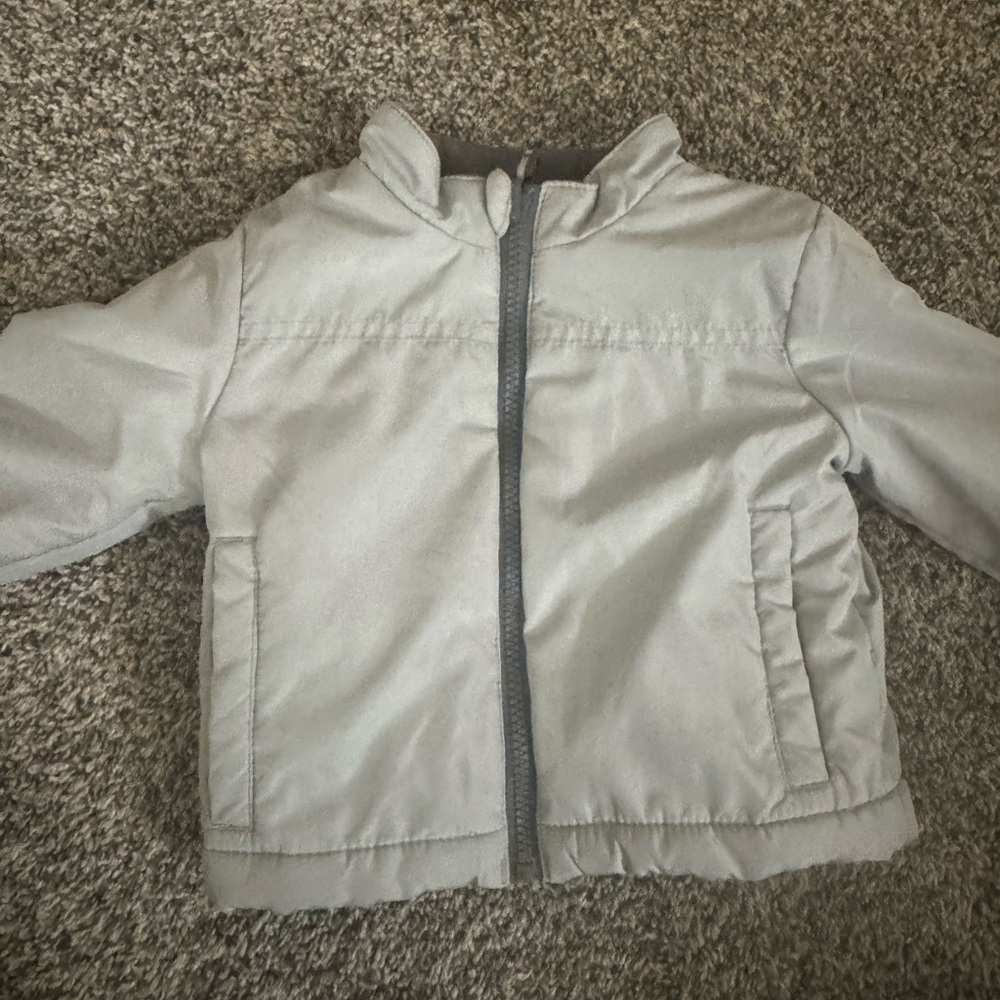 Cat & Jack Gray Puffer Jacket Lightweight Stand-Up Collar